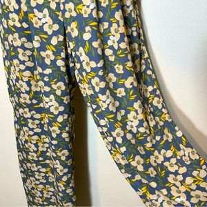 Jane & Hudson Floral Wide Leg High Waisted Pleated Pants w/ Pockets & Belt Loops
